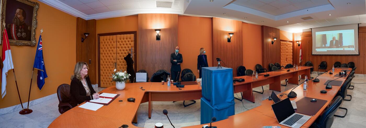 Cérémonie en « ligne » de présentation des Lettres de créance de S.E. Madame Marie-Pascale Boisson, Ambassadeur de la Principauté de Monaco en Australie