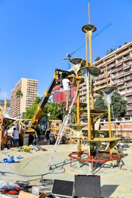 Démontage de la fontaine de Guy Lartigue au Larvotto