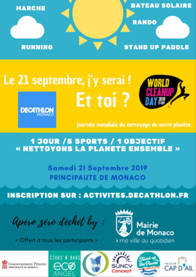 1ère édition du World CleanUp Day à Monaco samedi 21 septembre 2019